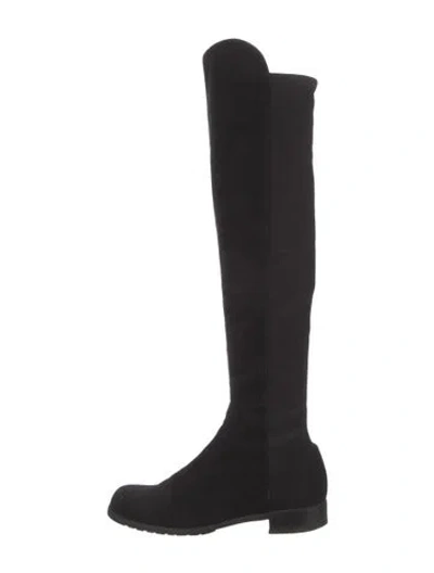 Pre-owned Stuart Weitzman Suede Slouch Boots In Black