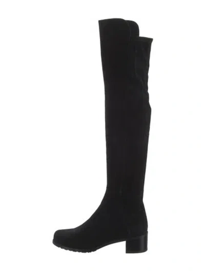 Pre-owned Stuart Weitzman Suede Slouch Boots In Black