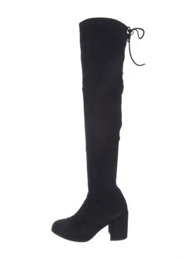 Pre-owned Stuart Weitzman Suede Slouch Boots In Black