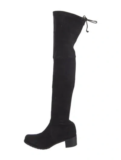 Pre-owned Stuart Weitzman Suede Slouch Boots In Black