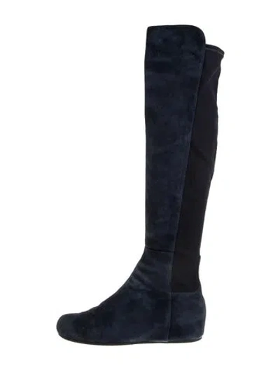 Pre-owned Stuart Weitzman Suede Slouch Boots In Blue