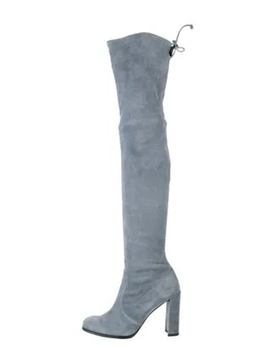 Pre-owned Stuart Weitzman Suede Slouch Boots In Blue