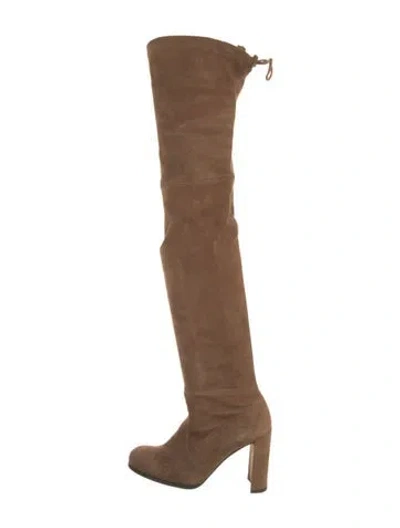 Pre-owned Stuart Weitzman Suede Slouch Boots In Brown