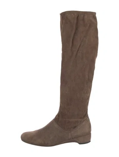Pre-owned Stuart Weitzman Suede Slouch Boots In Brown