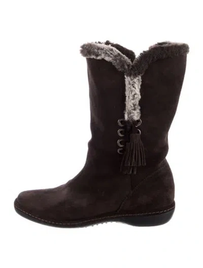 Pre-owned Stuart Weitzman Suede Slouch Boots In Brown
