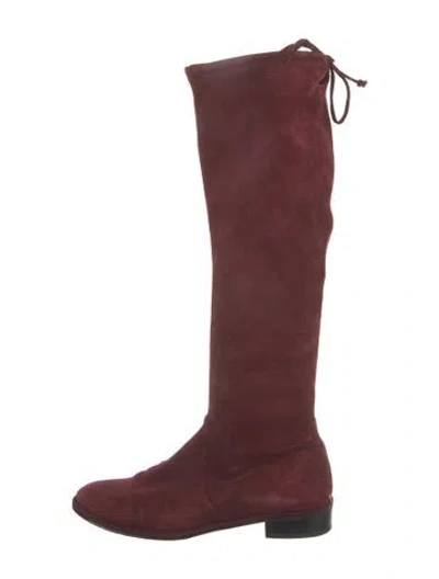 Pre-owned Stuart Weitzman Suede Slouch Boots In Burgundy