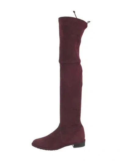 Pre-owned Stuart Weitzman Suede Slouch Boots In Burgundy
