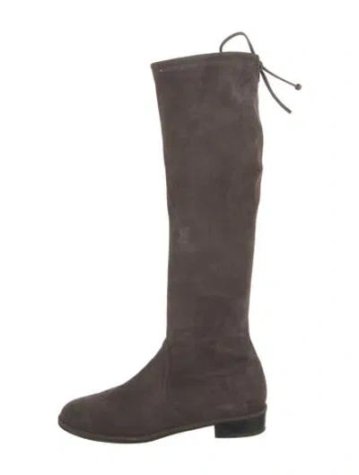 Pre-owned Stuart Weitzman Suede Slouch Boots In Gray