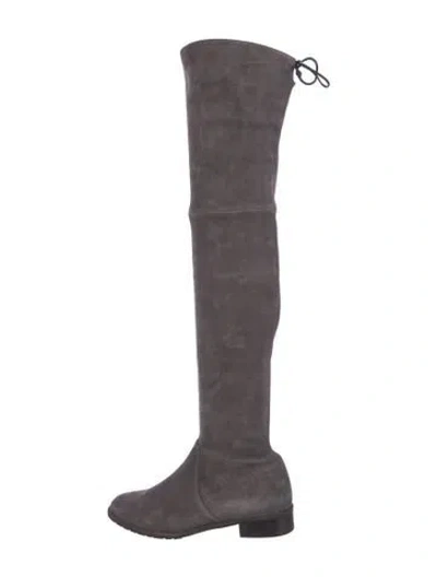 Pre-owned Stuart Weitzman Suede Slouch Boots In Gray