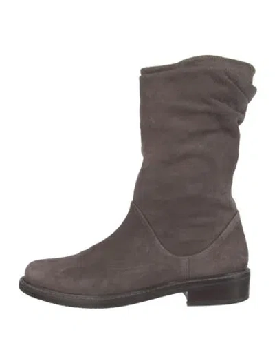 Pre-owned Stuart Weitzman Suede Slouch Boots In Grey