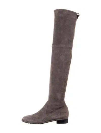 Pre-owned Stuart Weitzman Suede Slouch Boots In Grey