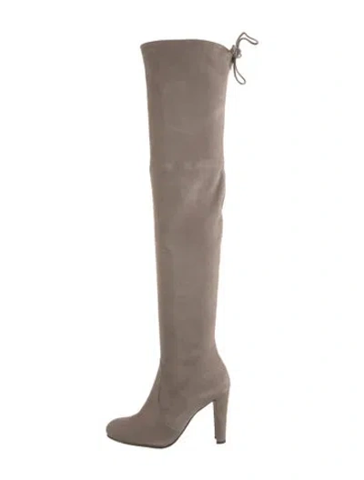 Pre-owned Stuart Weitzman Suede Slouch Boots In Neutrals