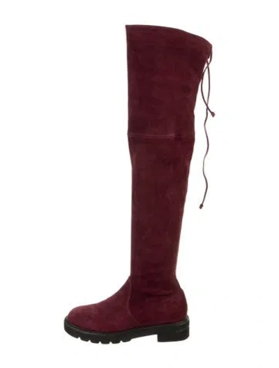 Pre-owned Stuart Weitzman Suede Slouch Boots In Purple
