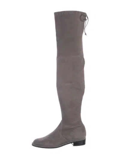 Pre-owned Stuart Weitzman Suede Slouch Boots W/ Tags In Gray