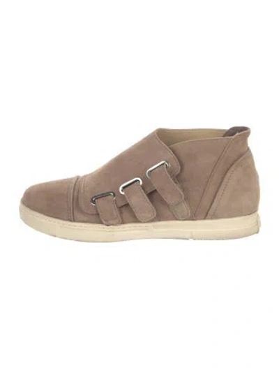 Pre-owned Stuart Weitzman Suede Sneakers In Neutral