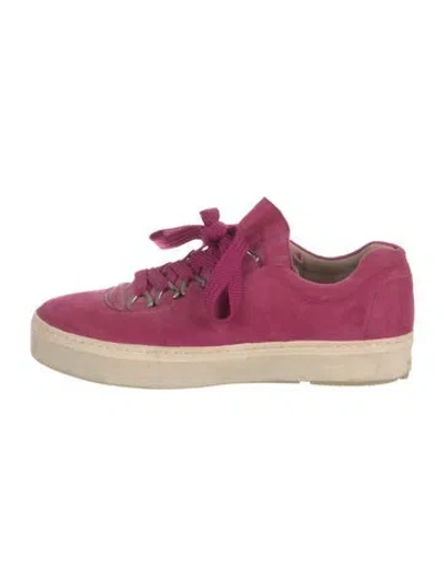 Pre-owned Stuart Weitzman Suede Sneakers In Pink