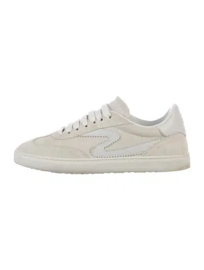 Pre-owned Stuart Weitzman Suede Sneakers In White