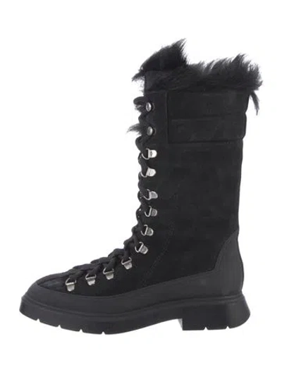 Pre-owned Stuart Weitzman Suede Snow Boots In Black