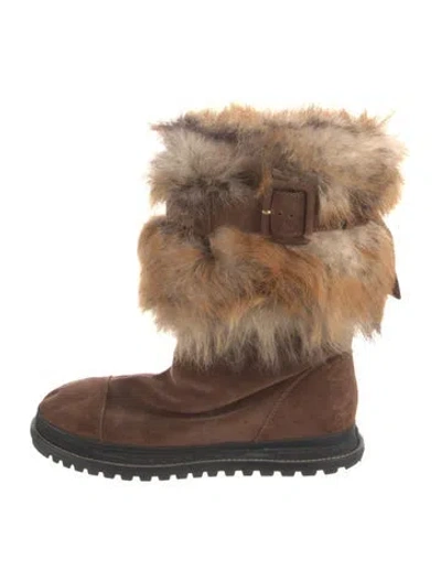 Pre-owned Stuart Weitzman Suede Snow Boots In Brown
