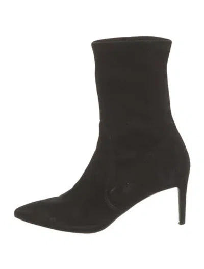Pre-owned Stuart Weitzman Suede Sock Boots In Black