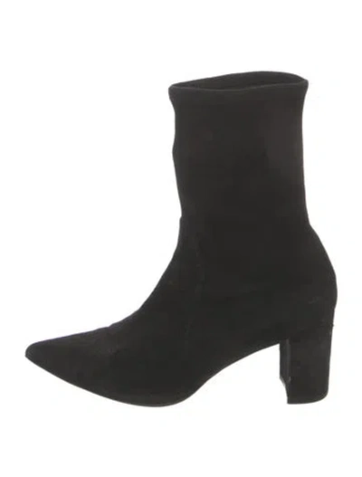 Pre-owned Stuart Weitzman Suede Sock Boots In Black