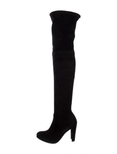 Pre-owned Stuart Weitzman Suede Sock Boots In Black