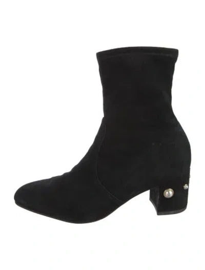 Pre-owned Stuart Weitzman Suede Sock Boots In Black