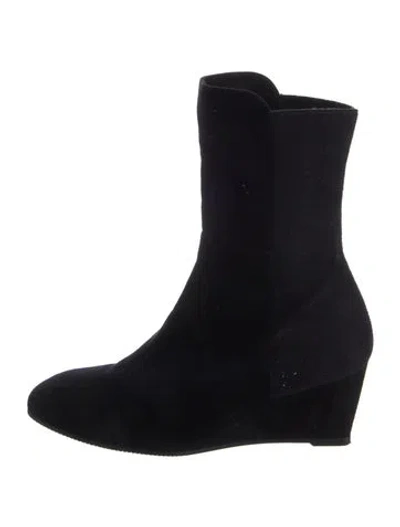 Pre-owned Stuart Weitzman Suede Sock Boots In Black