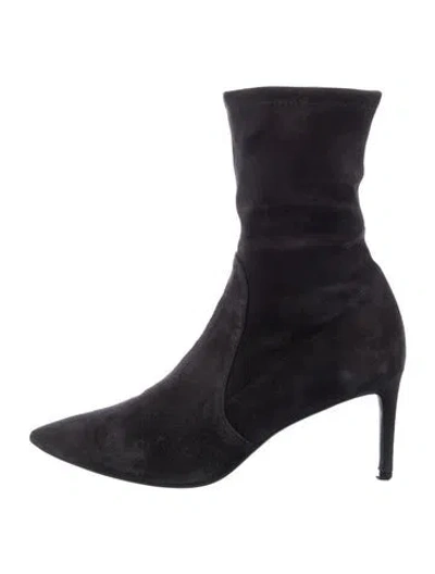 Pre-owned Stuart Weitzman Suede Sock Boots In Black