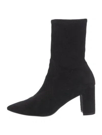 Pre-owned Stuart Weitzman Suede Sock Boots In Black