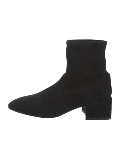 Pre-owned Stuart Weitzman Suede Sock Boots In Black