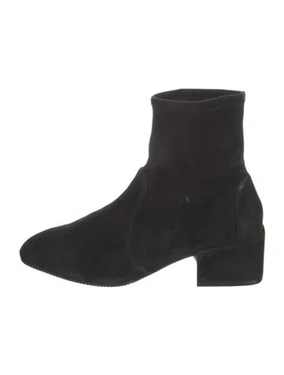 Pre-owned Stuart Weitzman Suede Sock Boots In Black