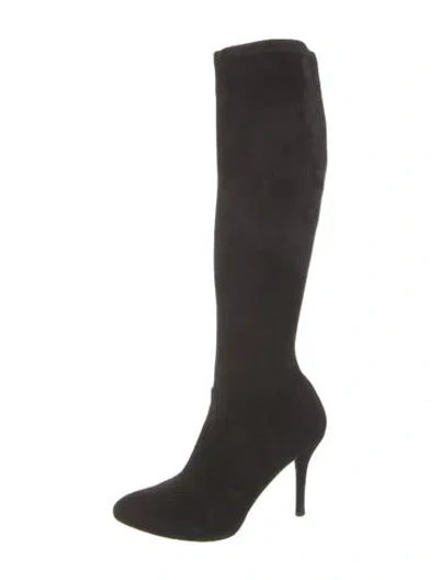 Pre-owned Stuart Weitzman Suede Sock Boots In Black