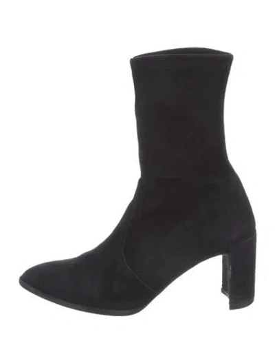 Pre-owned Stuart Weitzman Suede Sock Boots In Black