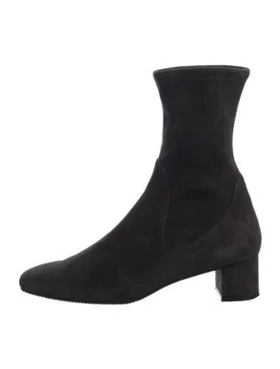 Pre-owned Stuart Weitzman Suede Sock Boots In Black