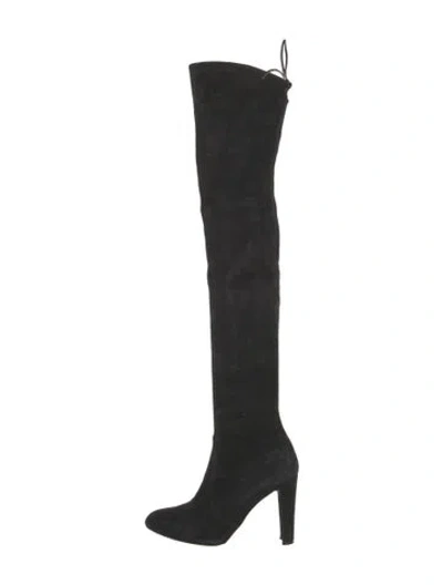 Pre-owned Stuart Weitzman Suede Sock Boots In Black
