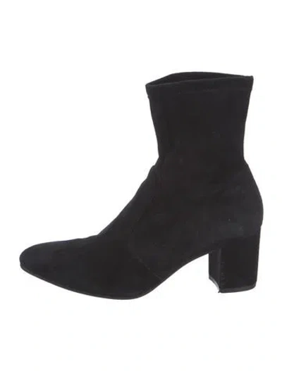 Pre-owned Stuart Weitzman Suede Sock Boots In Black