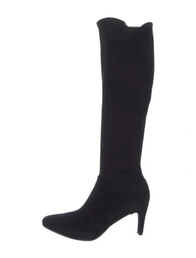 Pre-owned Stuart Weitzman Suede Sock Boots In Black