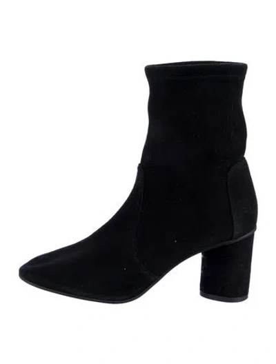 Pre-owned Stuart Weitzman Suede Sock Boots In Black