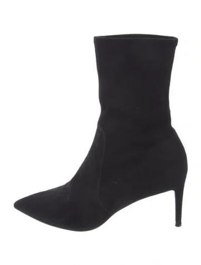 Pre-owned Stuart Weitzman Suede Sock Boots In Black
