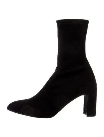 Pre-owned Stuart Weitzman Suede Sock Boots In Black