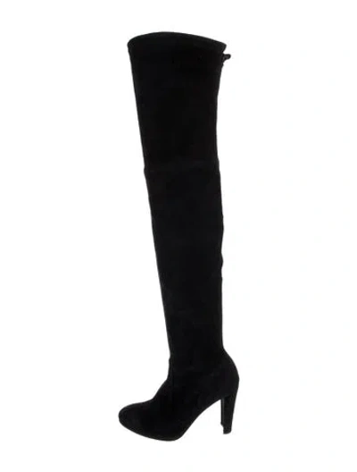 Pre-owned Stuart Weitzman Suede Sock Boots In Black