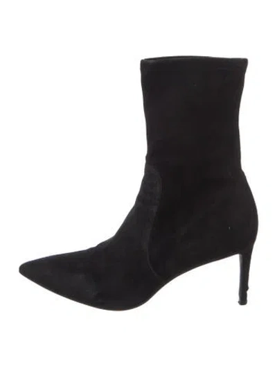Pre-owned Stuart Weitzman Suede Sock Boots In Black