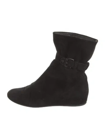 Pre-owned Stuart Weitzman Suede Sock Boots In Black