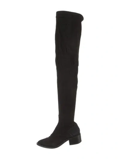 Pre-owned Stuart Weitzman Suede Sock Boots In Black