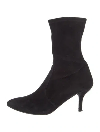Pre-owned Stuart Weitzman Suede Sock Boots In Black