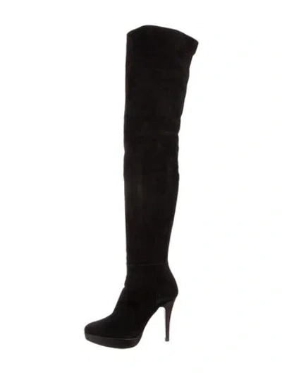 Pre-owned Stuart Weitzman Suede Sock Boots In Black