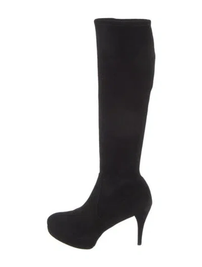 Pre-owned Stuart Weitzman Suede Sock Boots In Black
