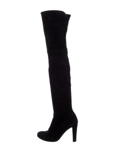 Pre-owned Stuart Weitzman Suede Sock Boots In Black
