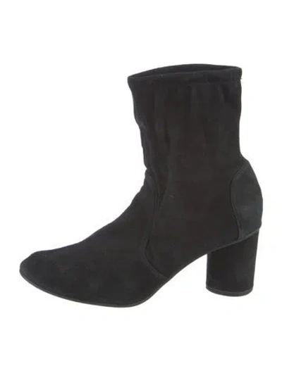Pre-owned Stuart Weitzman Suede Sock Boots In Black
